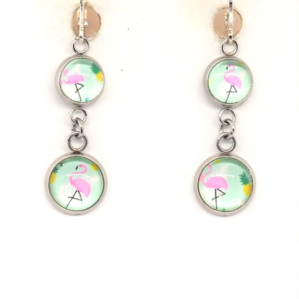Green Flamingo Earrings